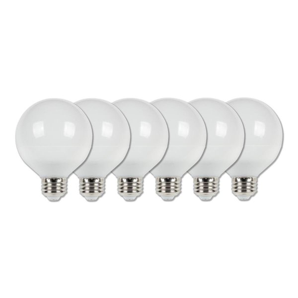 Westinghouse Bulb LED Dimmable 6W 120V G25 Glassobe 3000K Cool Bright E26 Med Base, 6PK 5301120